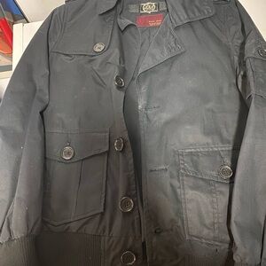 Zara Black Military-Inspired Field Jacket